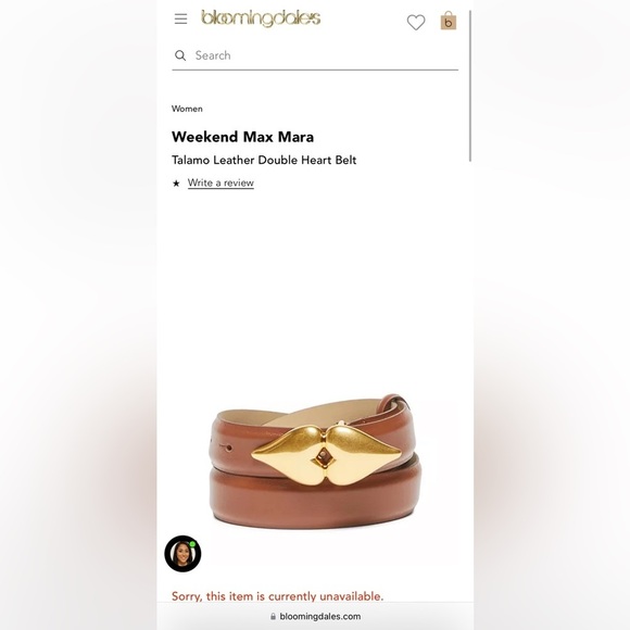 Weekend Max Mara "From Lily With Love" NWOT Leather Double Heart Belt S/M Spring - Picture 3 of 16